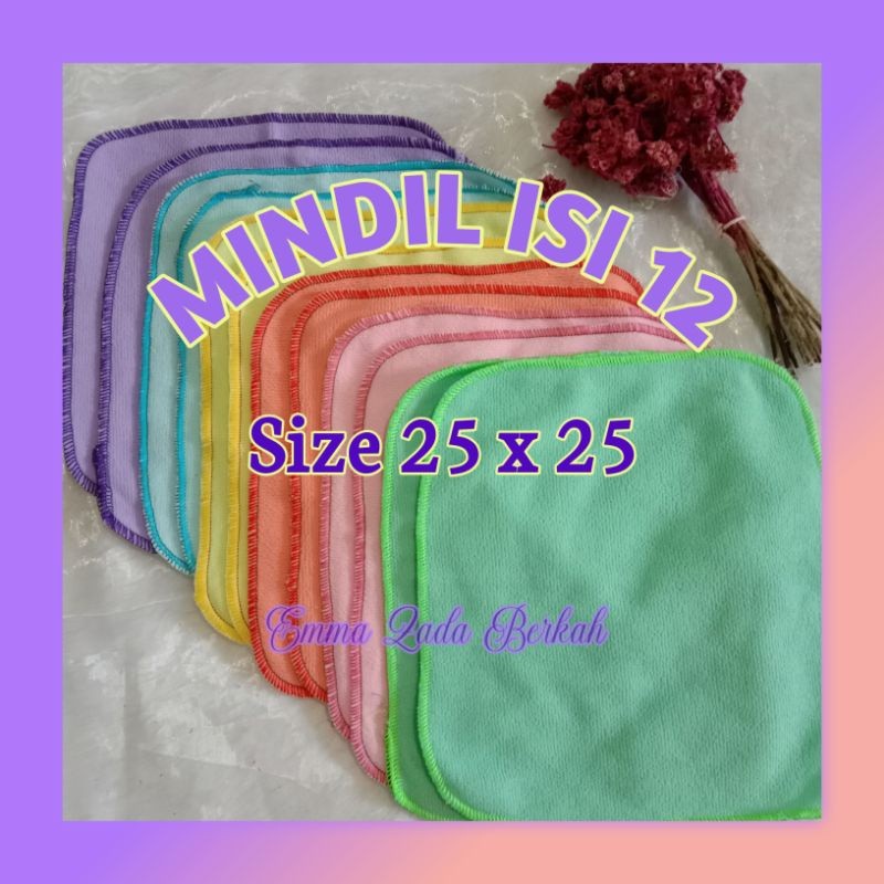 1 Lusin Mindil Size 25 x 25 / Handuk Saputangan