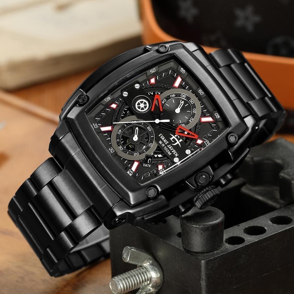 Evans Jayden Jam Tangan Pria 9553 Rantai Stainless Kaca Sapphire Water Resistant 10ATM