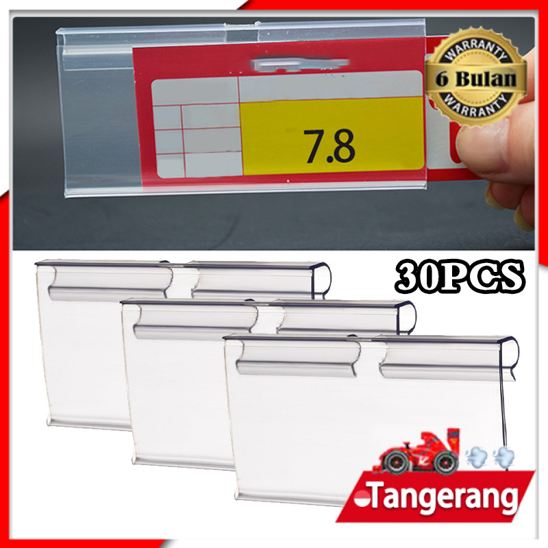 

30PCS Label Harga Mika Price Tag Holder Transparent Price Tag Label Holder 6x4,2cm