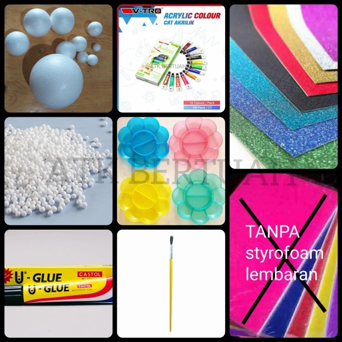best -PAKET BAHAN PRAKARYA TATA SURYA PLANET MATAHARI BOLA GABUS CAT LEM TANPA PAPAN STYROFOAM