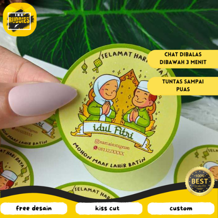 

INB 5-8 Cetak Sticker Label Bulat Idul Fitri Stiker Lebaran Toples Label Kue Kering Cookies