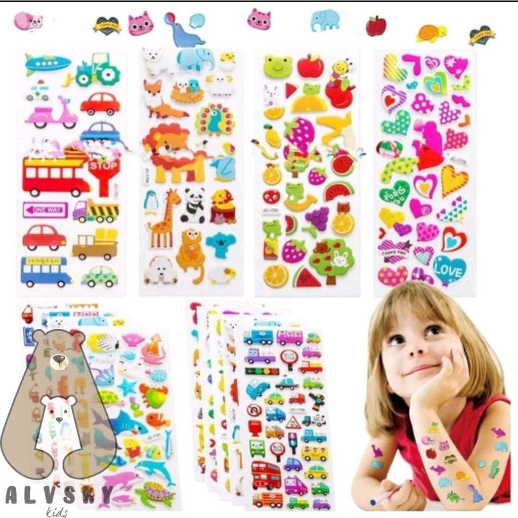 

New Mainan Stiker Anak Timbul 3D / Sticker Anak Perempuan / Stiker Anak / Sticker Timbul 3D Random