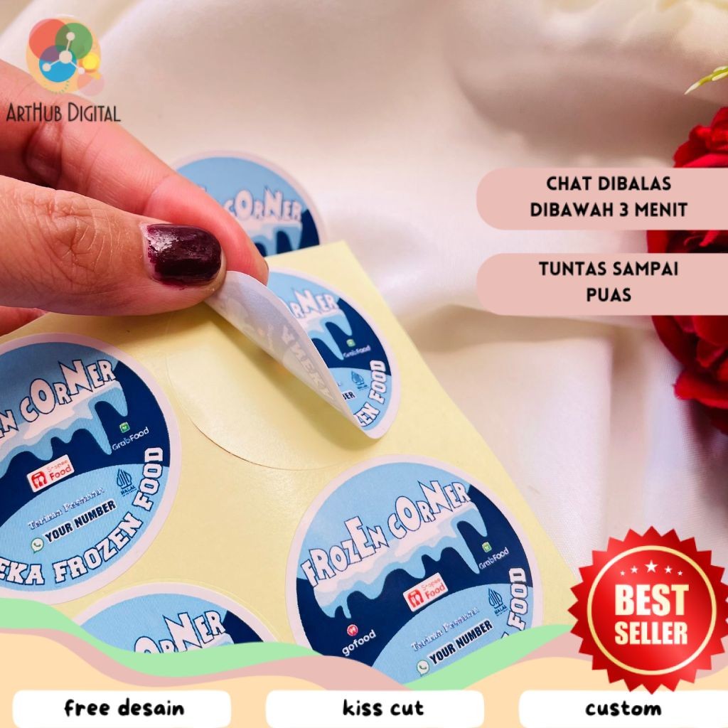 

AHD 2-4 Cetak Stiker Chromo Makanan Beku Label Free Desain Frozen Food Daging Bulat Murah Uk.Kecil