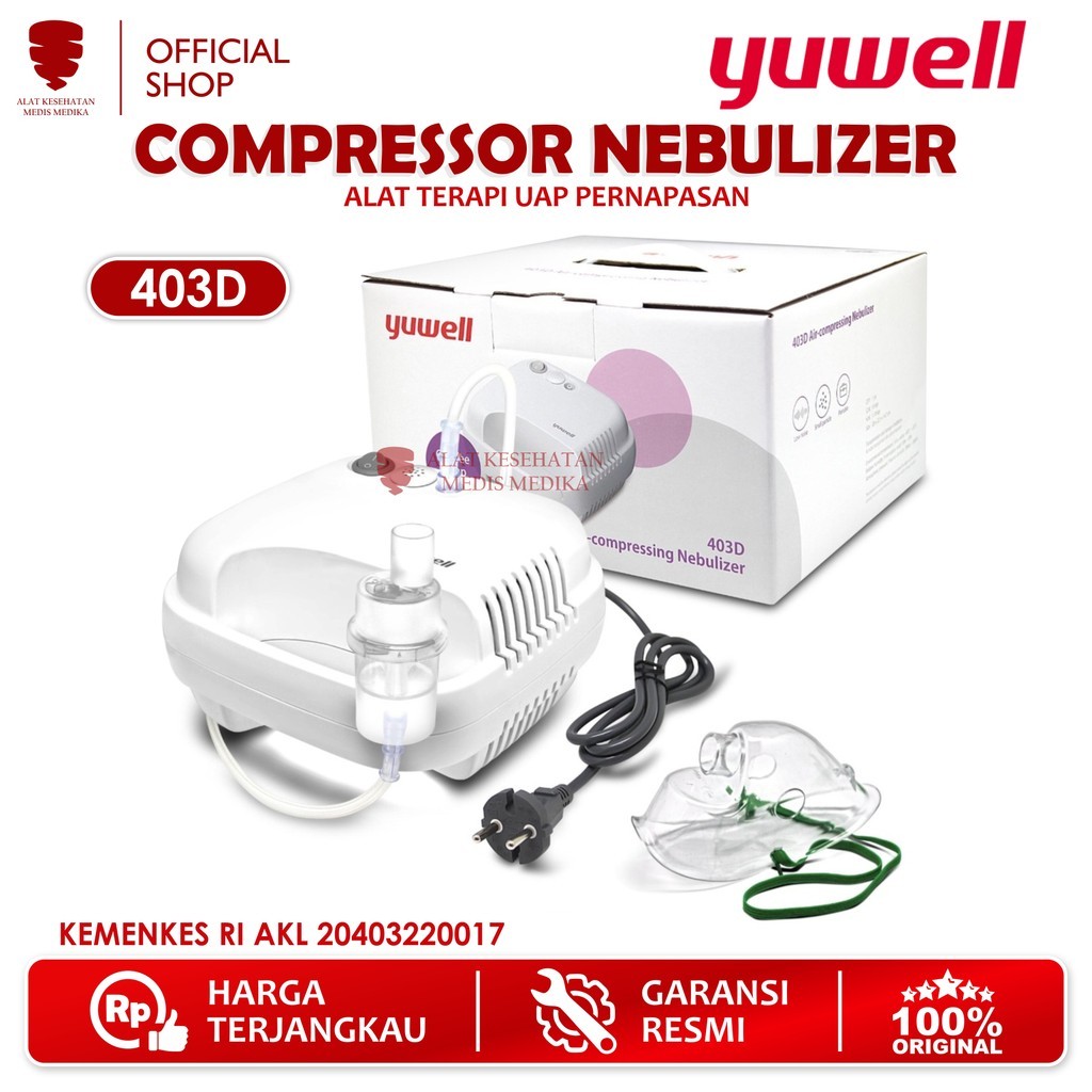 Yuwell Compressor Nebulizer 403D Portable Alat Uap Terapi Pernafasan Medis