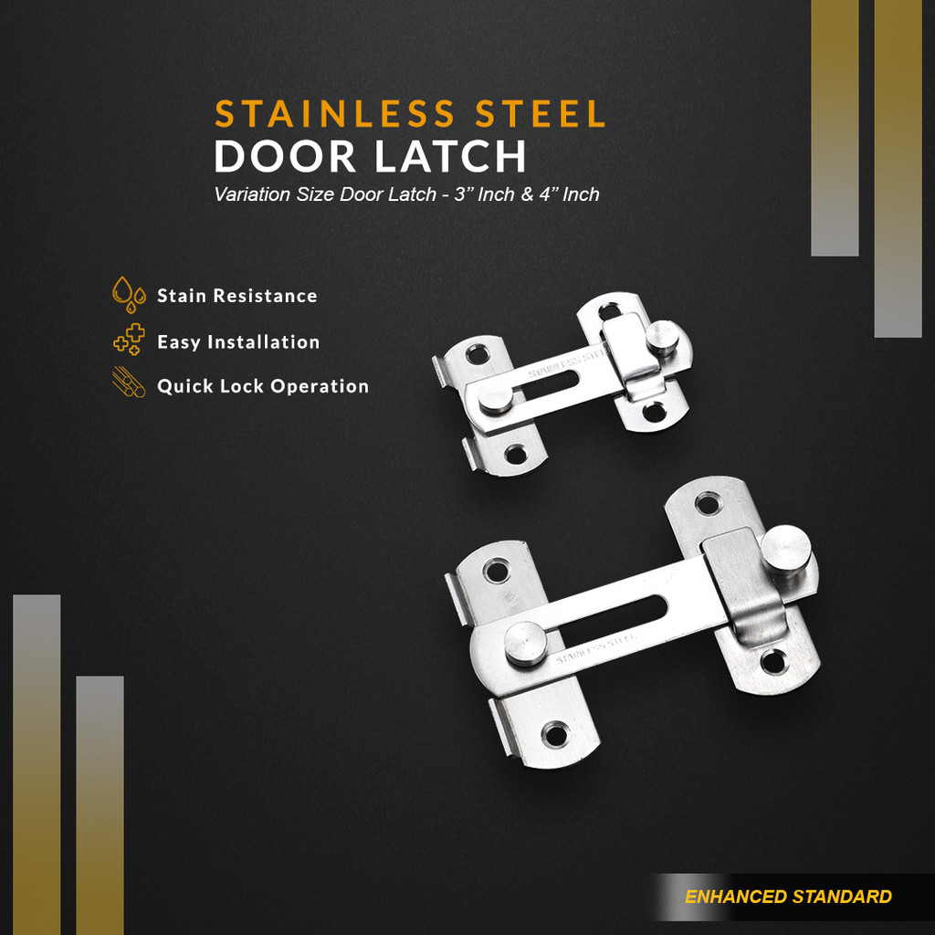 Grendel Kait Slot Pintu Jendela Geser Stainless