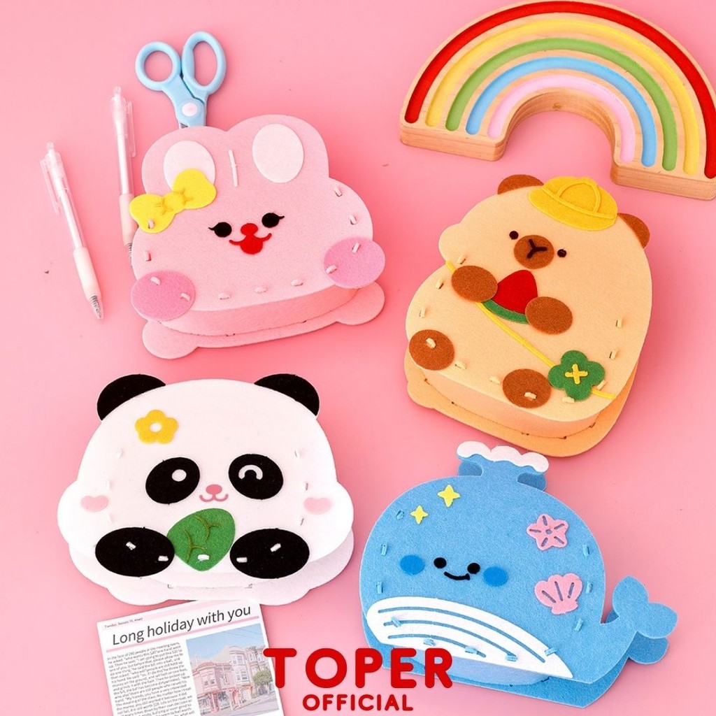 

TOPER Kotak Pensil DIY Bahan Flanel Tempat Penyimpanan Alat Tulis Do It Yourself Pencil Case Craft Prakarya Lucu Aman Digunakan