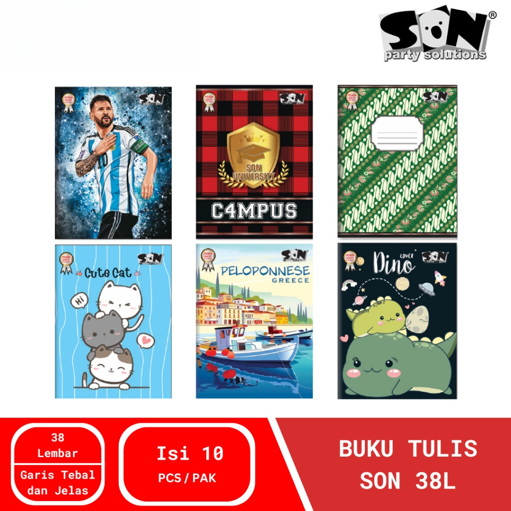 

(1 PACK) Buku Tulis SON 38 isi 10 BUKU ukuran Kwarto - SON Buku Tulis 38 Lembar