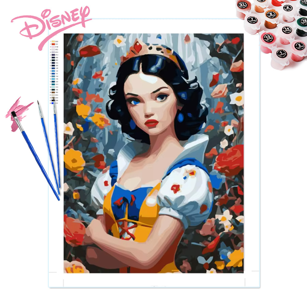 

Disney Oil Painting By Numbers Coloring Snow White Drawing By Numbers Cartoon Princess Flower Wall Decoration