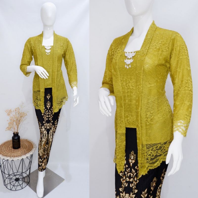 Kebaya Kondangan modern Setelan Baju Kebaya Brokat Modern Atasan Kebaya Kutu baru Lengan Panjang Unt