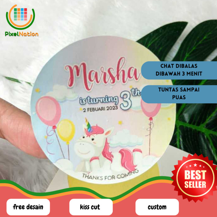 

PiNat Sticker Bulat Ulang Tahun Anak Stiker Ultah Free Design Template Birthday Bahan Chromo