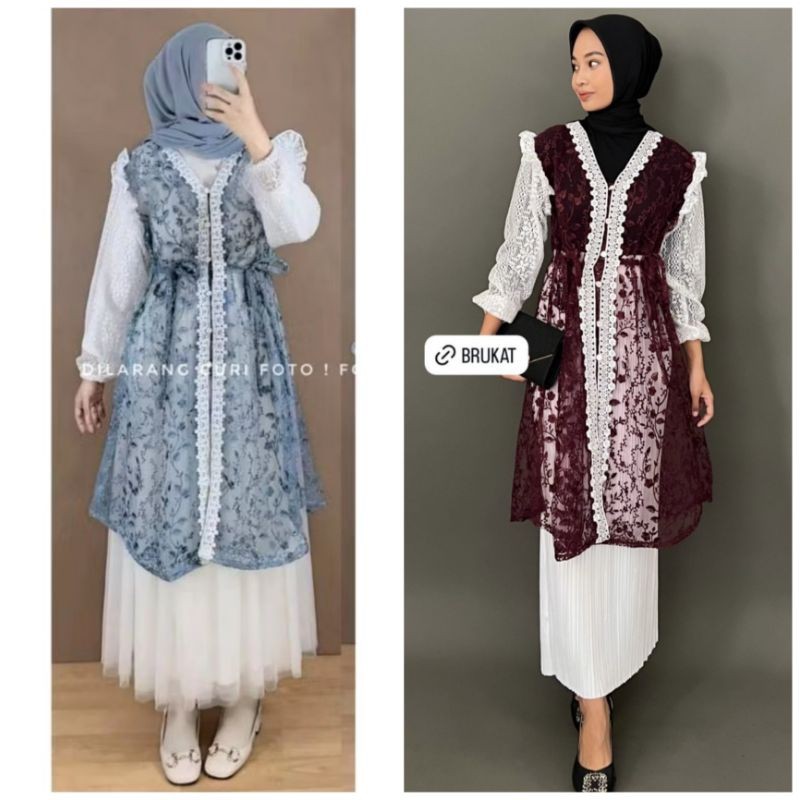 Yeril Outer Tunik Lace Brocade  Outer Lengan Panjang Undak | Outer Brukat | Outer Garden | Outer Leb