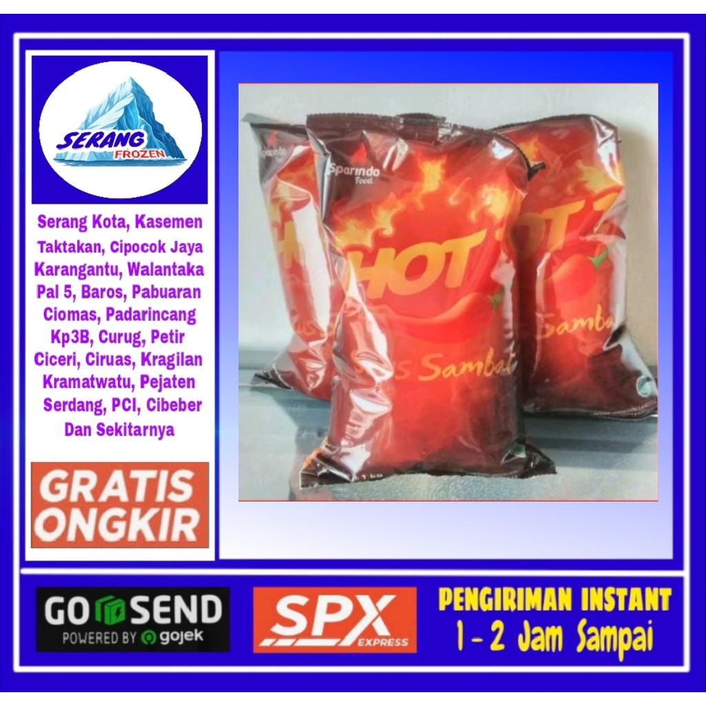 

Saos Sambal HOT 1Kg, saus pedas, Serang Frozen