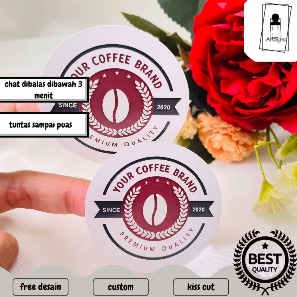 

Syncart Sticker Print Cetak Label Murah Edisi Coffe Produk Kemasan Botol Cup Coffee Kopi Uk.Kecil