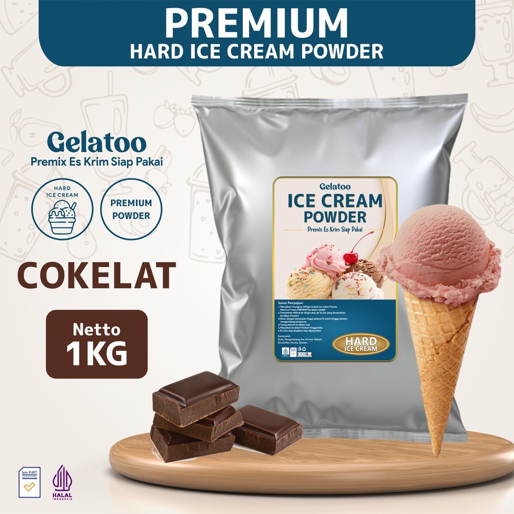 

Bubuk Es Krim Hard Ice Cream Gelatoo Rasa Chocolate Cokelat 1 Kg