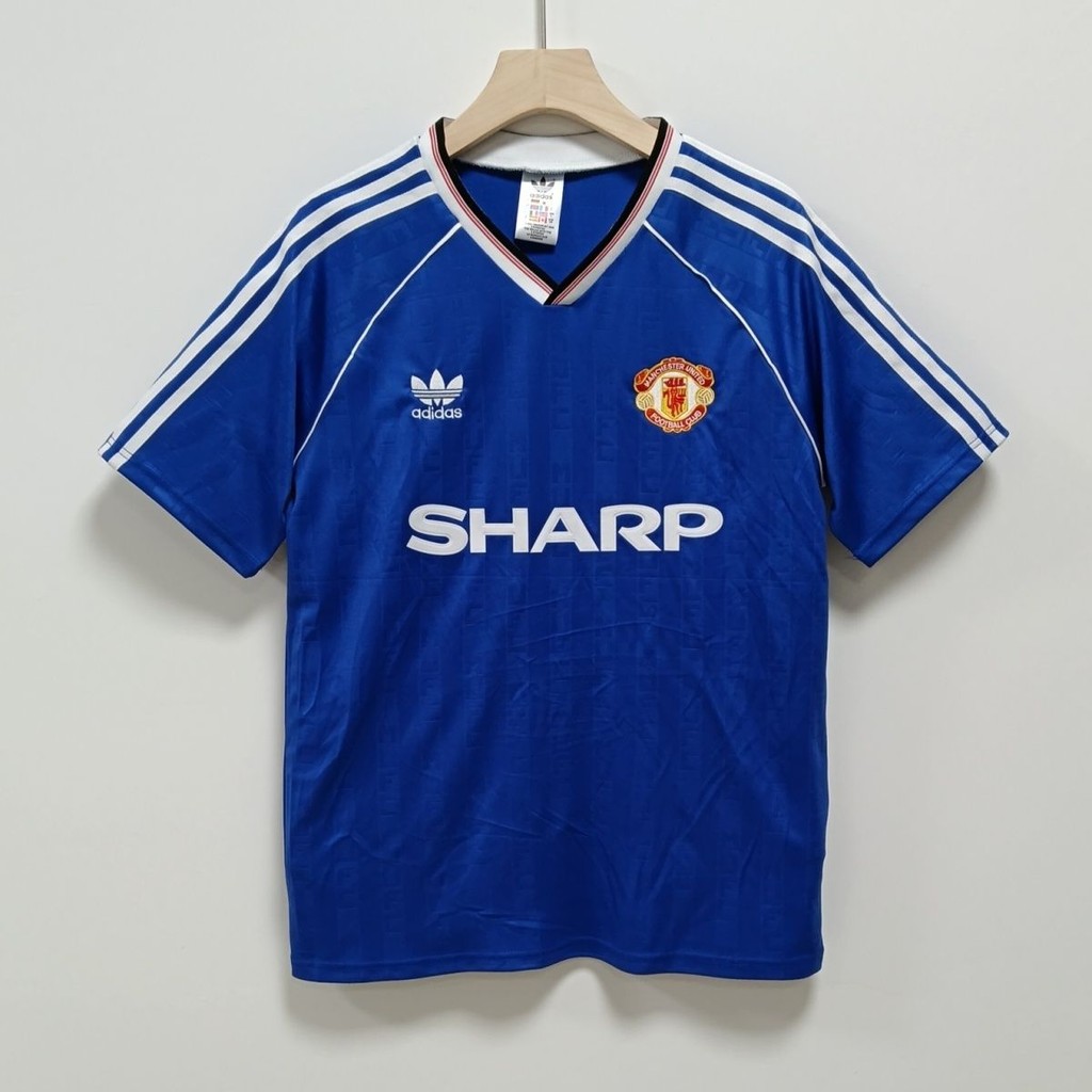 Jersey Vintage 88-90 Manchester United Tandang T shirt pria