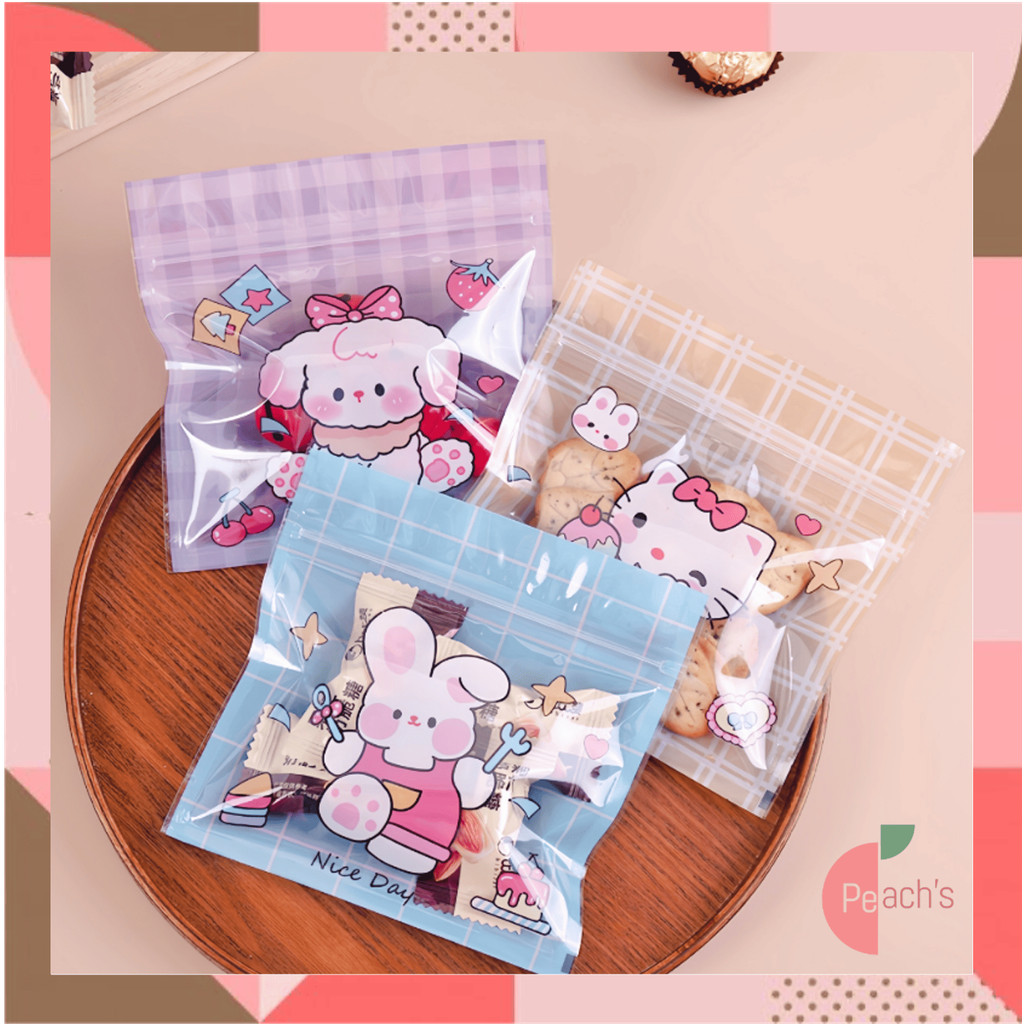 

PEACHs - 6594 Kemasan Plastik Zip Lock / Klip Motif Lucu Untuk Kue