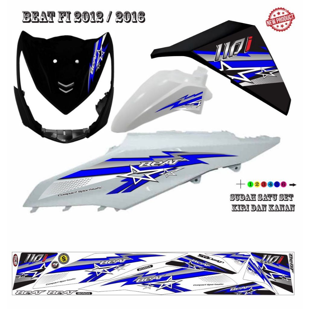 STIKER MOTOR BEAT FI 110 VARIASI POLET KEREN STRIPING BEAT FI STIKER MOTOR