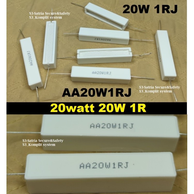 Besar Resistor 20W 1 ohm J Kapur 20 W watt 1ohm 20watt 1RJ 1J