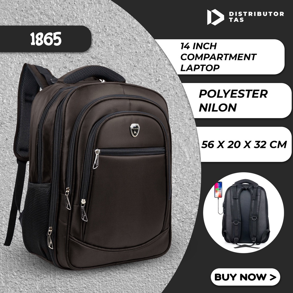 [PREMIUM ORIGINAL] POLO GIVES - Ransel Kerja POLO Original Import 18 Inch + Free Kabel USB + Raincov