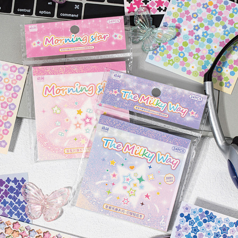 

2Style 24Sheets/bag star storm mini deco cut film sticker book creative material handbook scrapbook DIY calendar decoraton