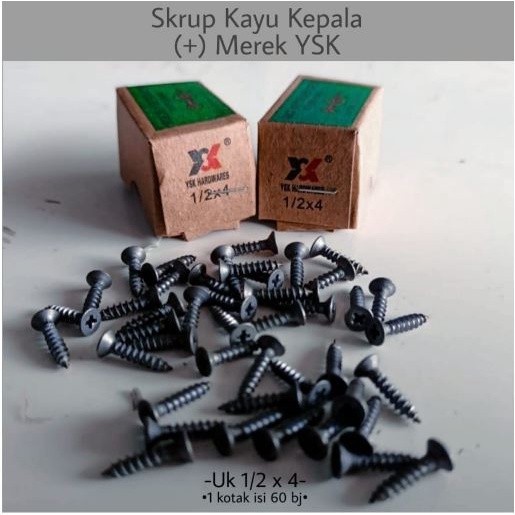 CACC Skrup kayu kepala plus 1/2 in sekrup kayu skrup galvanis 1/2 x 4 in / skrup kayu 12.5mm / skrup