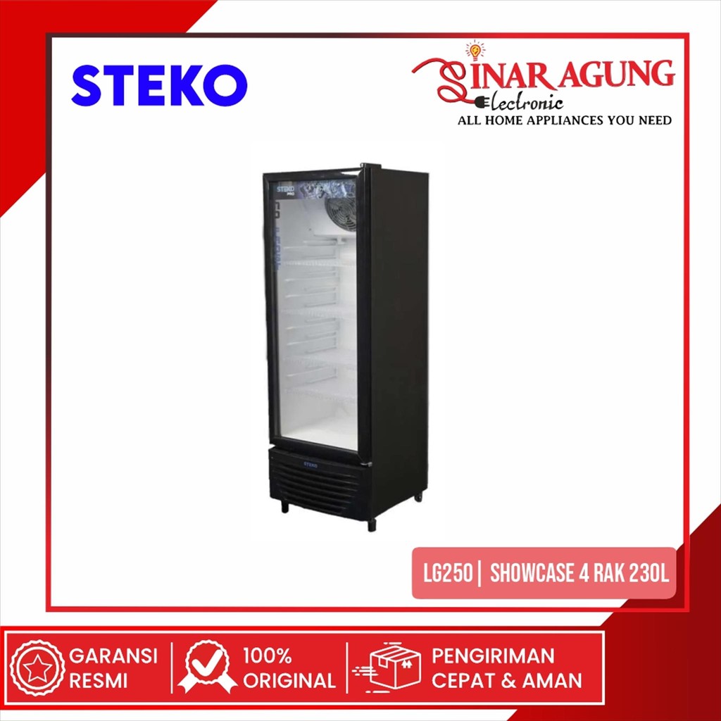 STEKO LG-250 SHOWCASE COOLER 230L 4 RAK PENDINGIN GARANSI RESMI