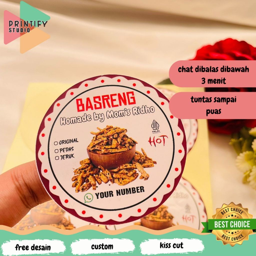 

Printify 9-15 Cetak Stiker Label Cemilan Basreng Sticker Makanan Baso Goreng Pedas Free Desain