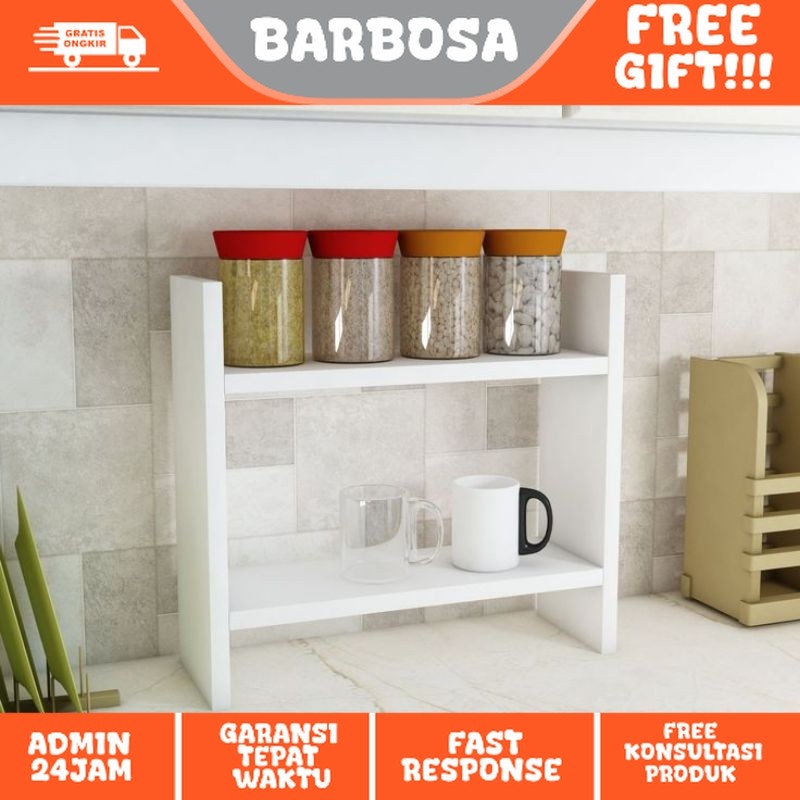 Rak Bumbu Aesthetic Putih Rak Gelas Serbaguna Kayu
