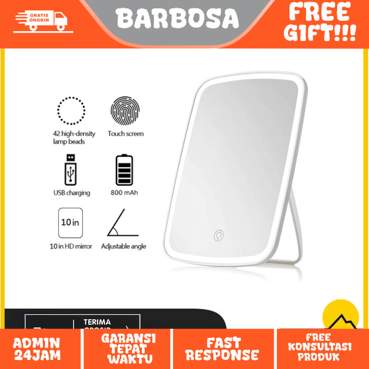 Cermin LED / Cermin Lampu LED / Cermin Make up Meja Dengan Lampu LED Tombol Touch Screen Charge USB