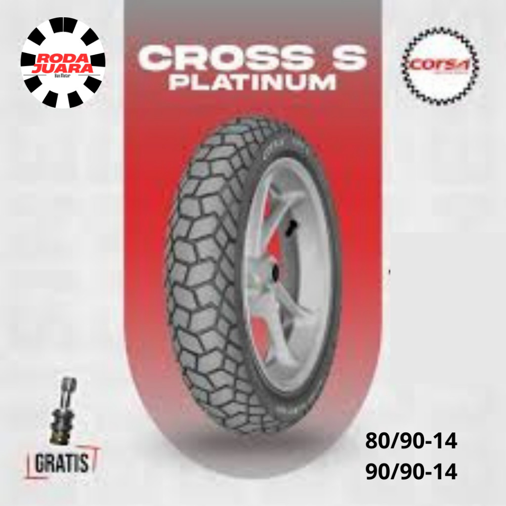 BAN CORSA RING 14 80/90 90/90 CROSS PLATINUM SATUAN/SEPASANG BAN TUBELES MOTOR MATIC