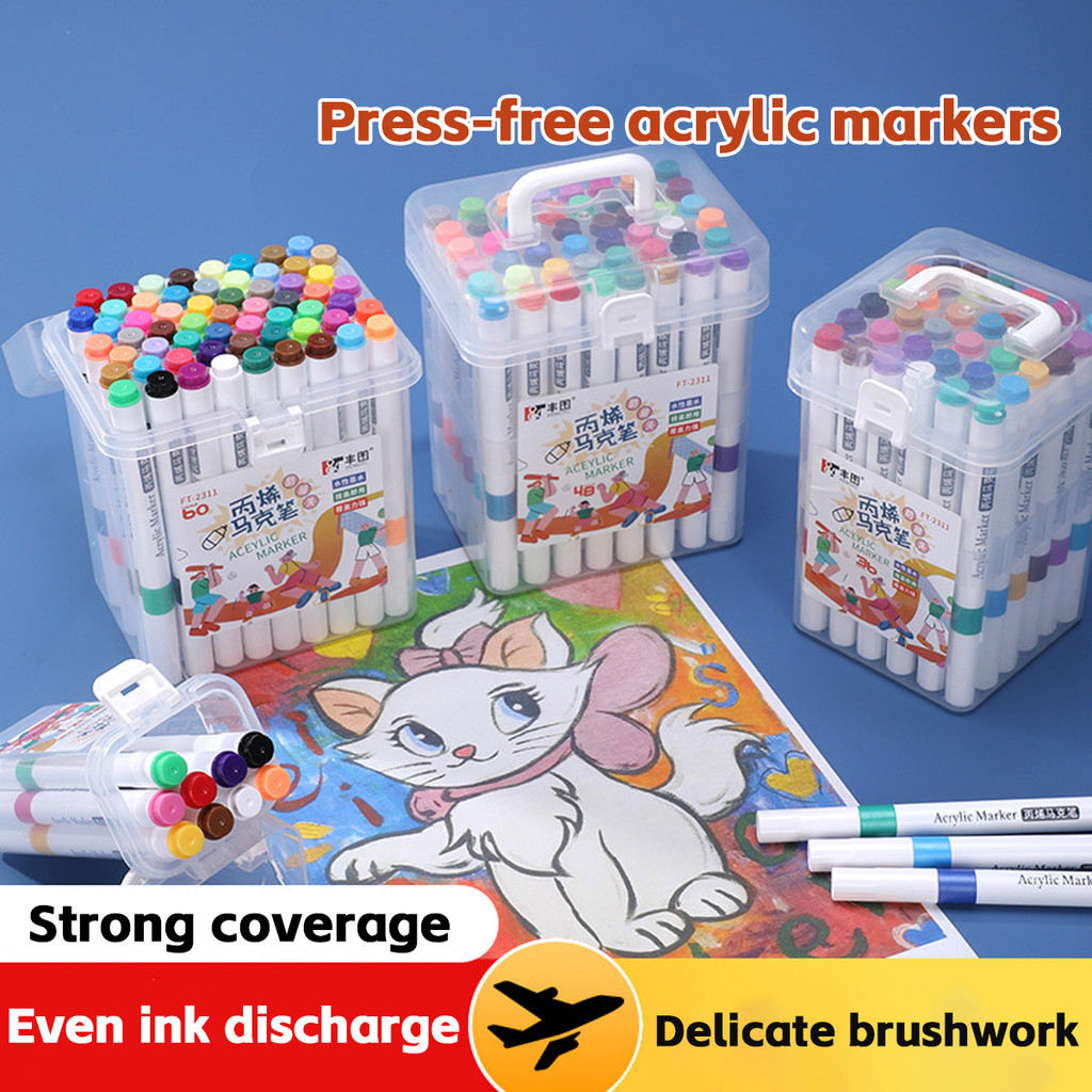 

12/24/36/48/60 Color Single Head Acrylic Marker Pen Art Graffiti Painting Watercolor Pen Set School Student Stationery Supplies