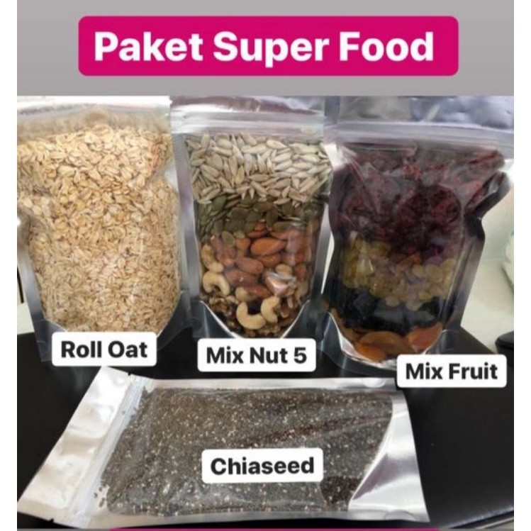 

PAKET SUPERFOOD ( mix nut , mix fruit , chiaseed , Roll Oat ) healthy food makanan sehat