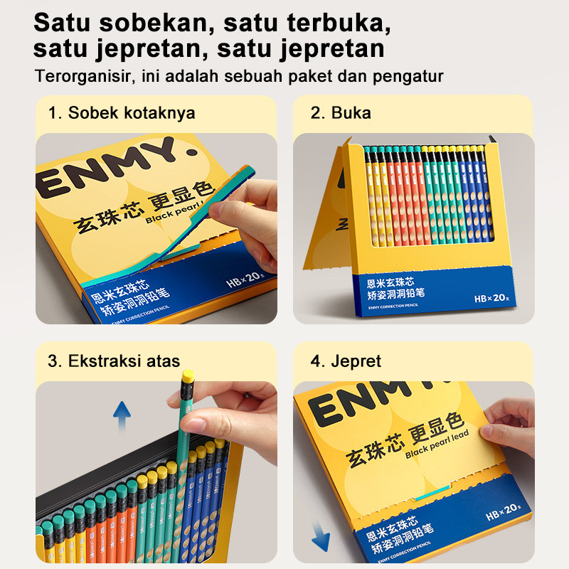 

D3W! ENMY Pensil Anak dengan Desain Segitiga, Inti Hitam, Aman, Tidak Mudah Patah dan Warna Jelas
