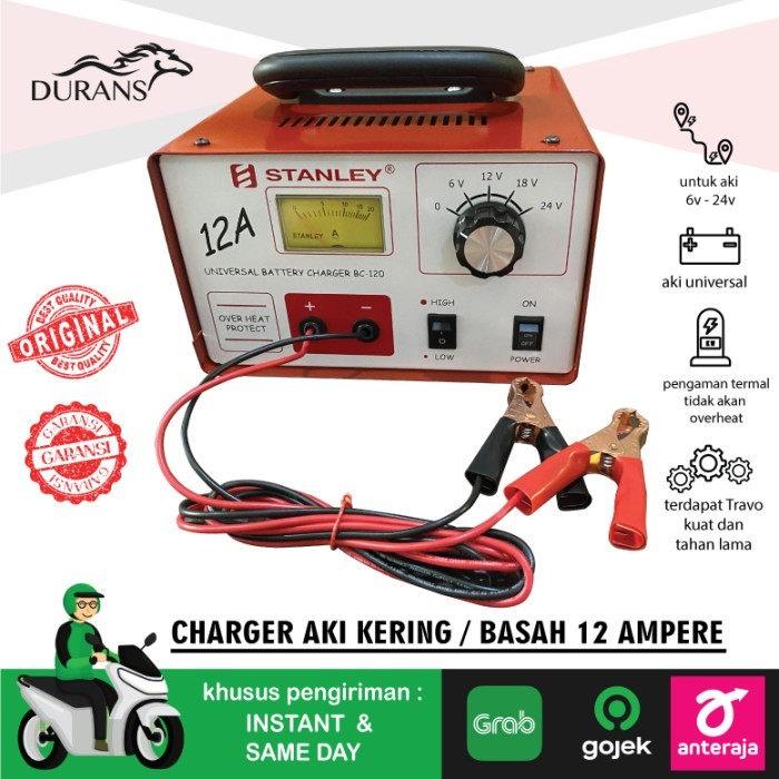 BATERAI CHARGER AKI 12A STANLEY I MESIN CAS AKI IMOTOR MOBIL,dll travo