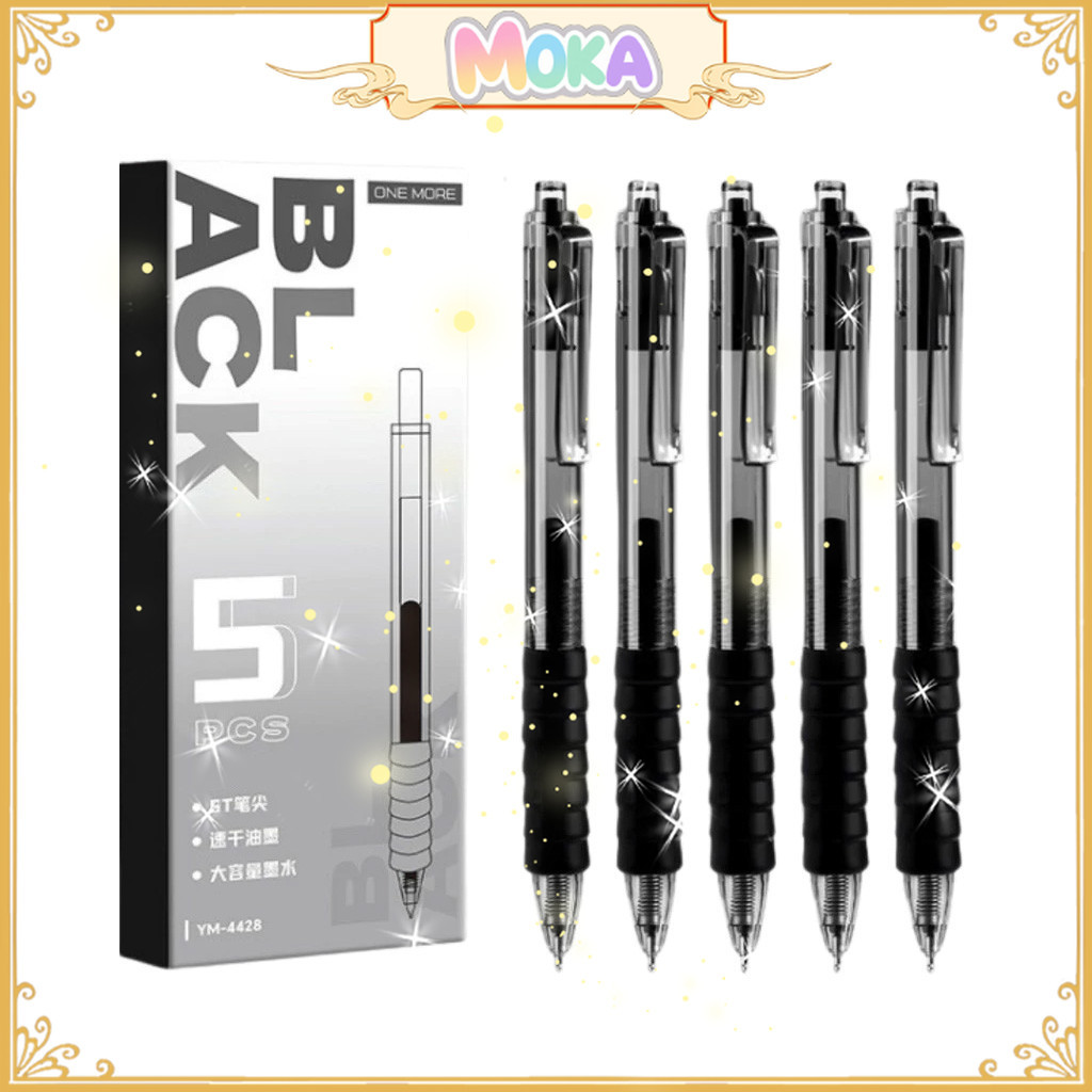 

MOKA Pulpen Gel Mekanik One More Time Jet Black Edition 0,5 mm 1 Set Isi 5 Pcs