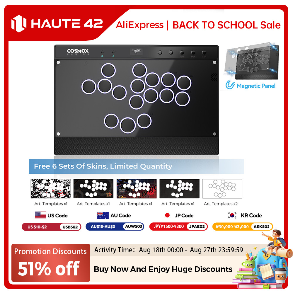 Haute42 Magnetic Hitbox Leverless Controller Button Rim Arcade Controller For PC/PS4/PS5/Switch Stic