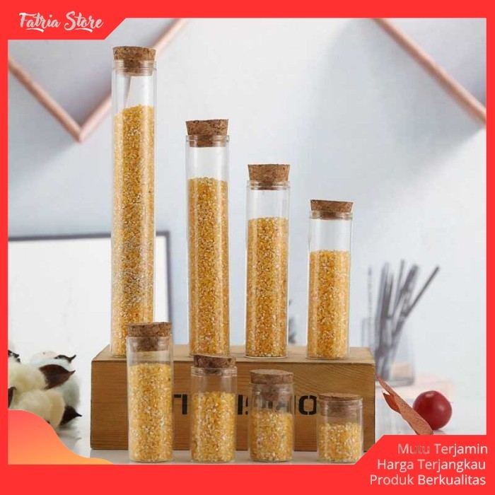 Toples Kaca Mini Kecil Tutup kayu Glass Jar - Fatria Store