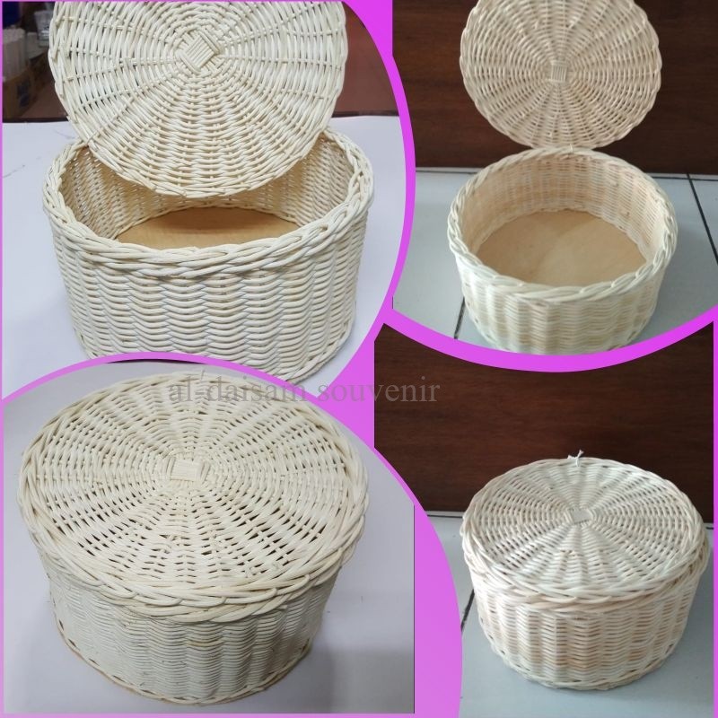 keranjang bulat tutup D 25, kerangjang rotan tutup bulat