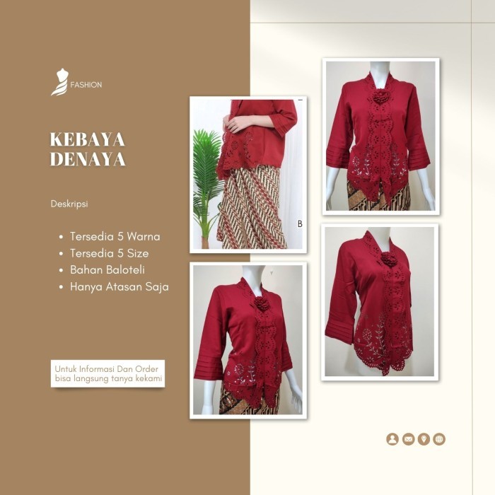 ✨LARIS✨ -Atasan Kebaya Encim Modern Aneka Warna Kebaya Akad Nikah Mewah Kebaya - Coklat, XL