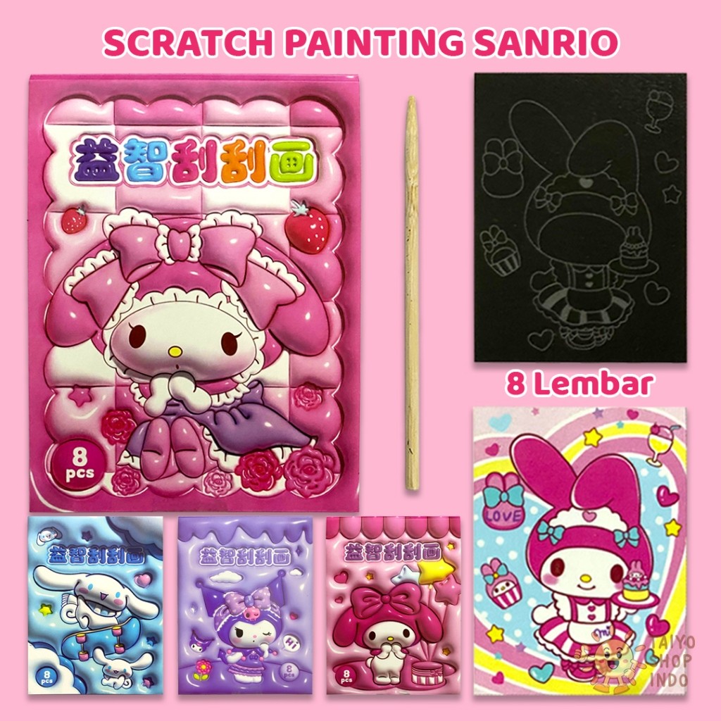 

MAINAN EDUKASI DIY SCRATCH PAINTING SANRIO 3D BUKU KARTU GORES ANAK WARNA LUKIS