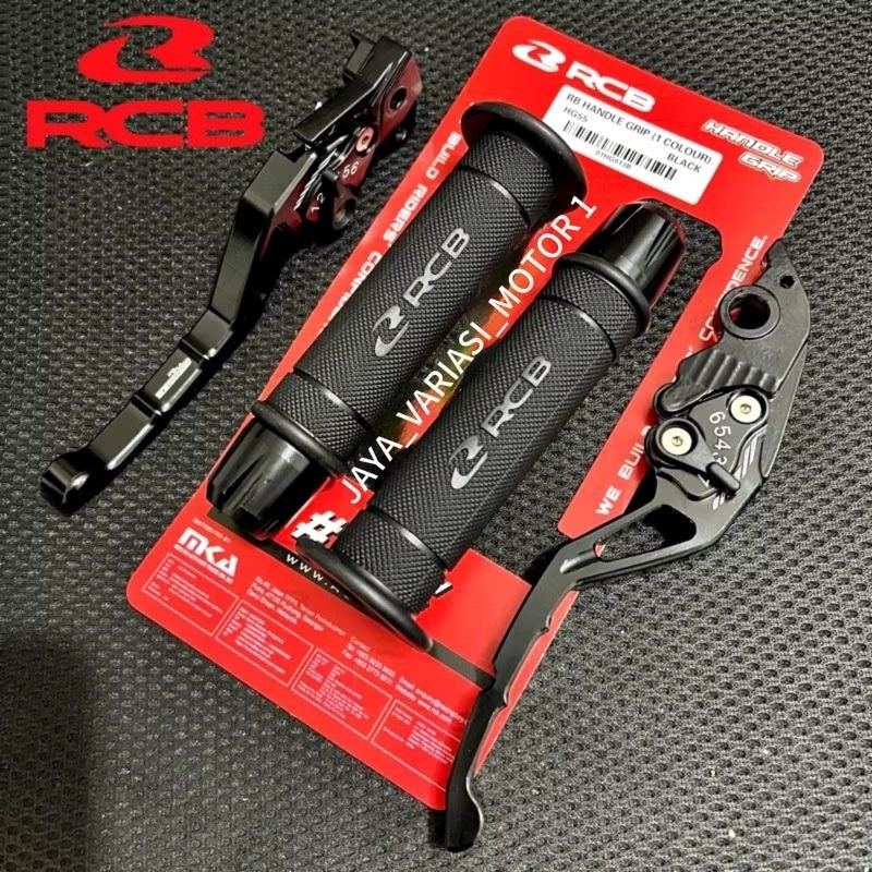 Paket set 3in1 RCB Original Handgrip HG55 + Jalu Stang CNC + Handle Rem Stelan CNC / Nmax Aerox Lexi