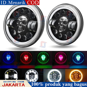 Lampu Depan Daymaker 7 Inch Daymaker Tengkorak 7 Inch 75W 12 Led Reflektor Bulat Lampu Utama Motor M