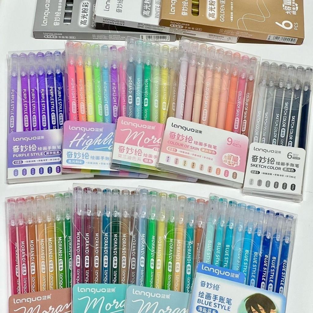 

SURABAYA Winzige Set 9pcs Pulpen warna warni spidol 0.5mm pena pulpen aesthetic highlighter morandi journal marker gel pen alat tulis lucu school stationary