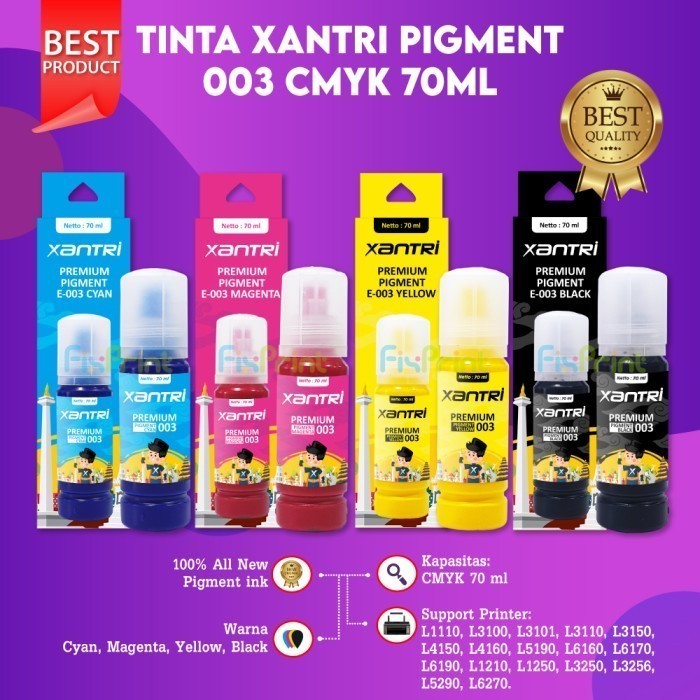 FixPrint Tinta Pigment 003 Printer L1110 L3110 L3150 L4160 L5190 L4150 Pigment Pigmen Ink
