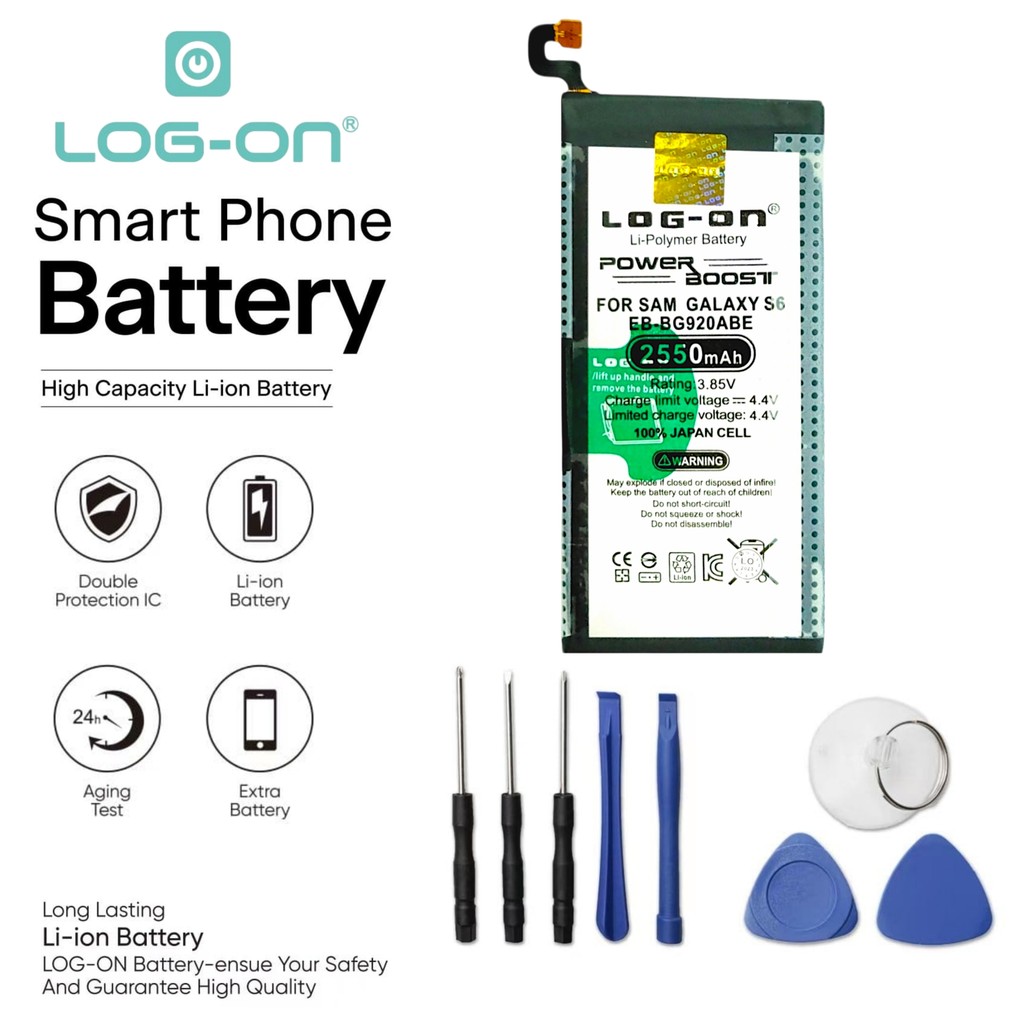 LOG ON BATERAI SAMSUNG S6 BATRE DOUBLE POWER DOUBLE IC BATTERY