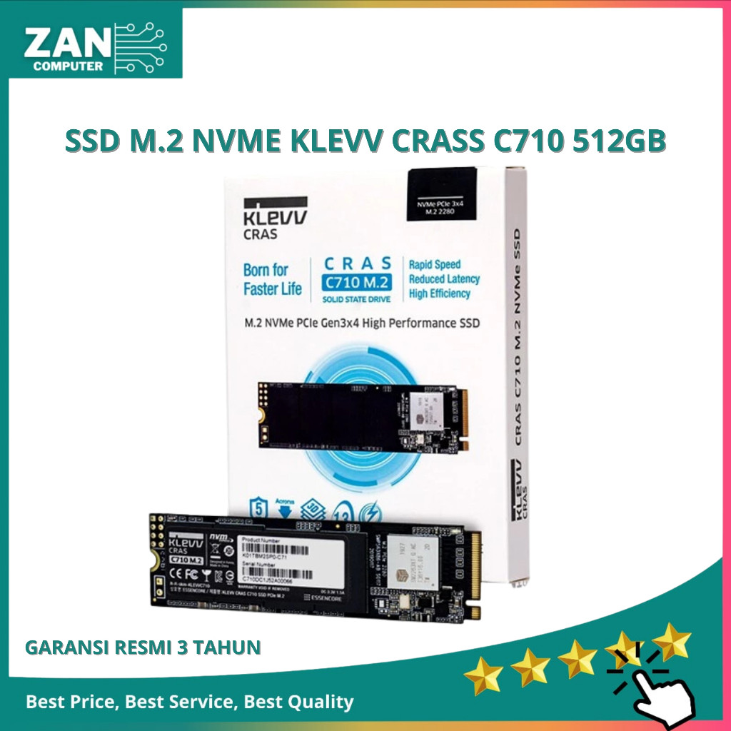 SSD Nvme M.2 KLEVV CRAS C710 512GB M.2 2280 NVMe PCle Gen3 x4 - K512GM2SP0-C71 - R2050MB/s W1650MB/s