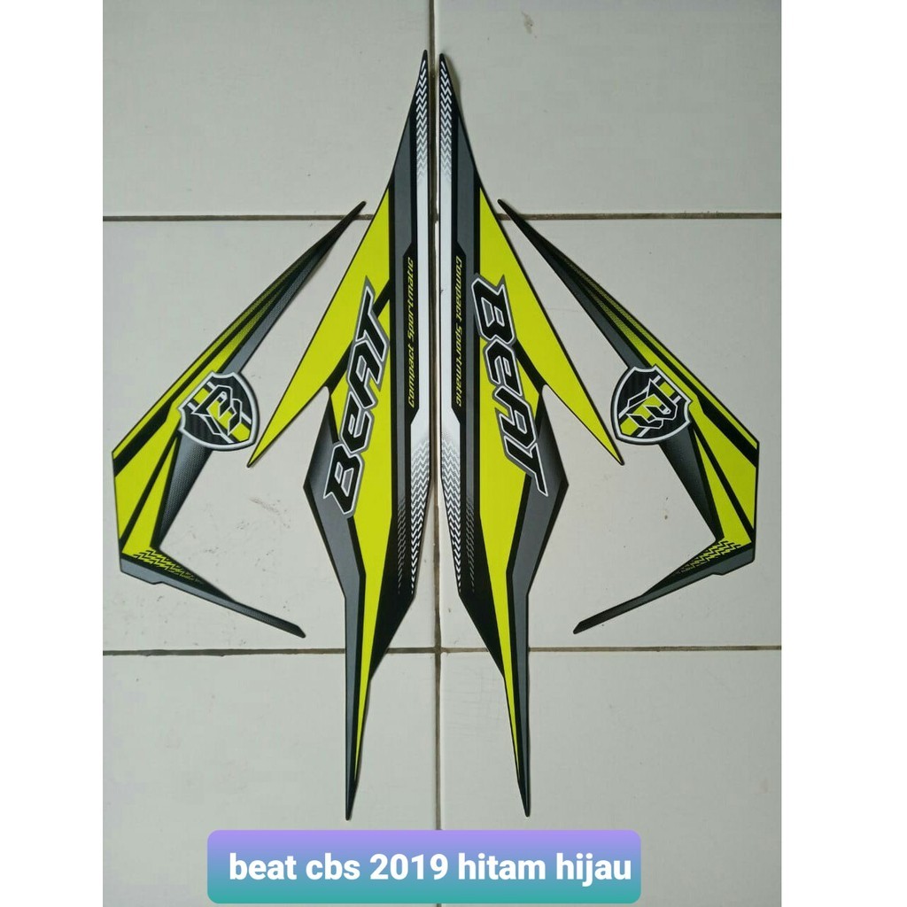 stiker striping honda beat cbs 2019 hitam hijau stiker striping