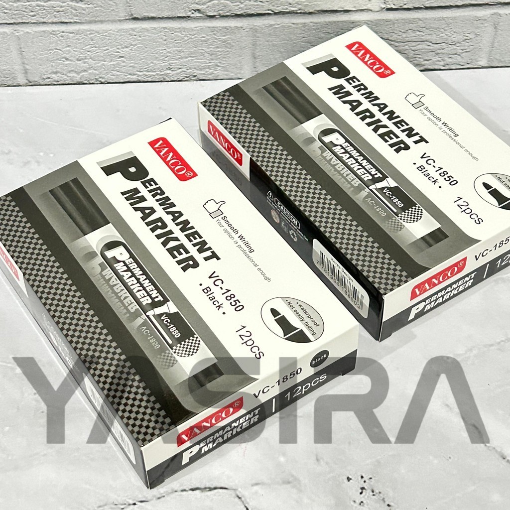 

1PACK 12 PCS Spidol Permanen Vanco Hitam VC - 1850