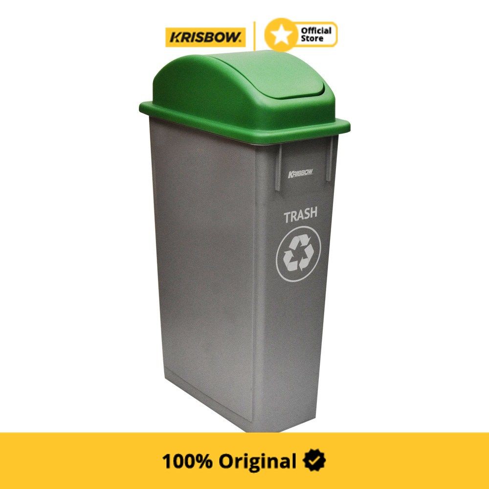 Krisbow Dust Bin Tempat Sampah Plastik Tutup Ayun 90 ltr-Abu