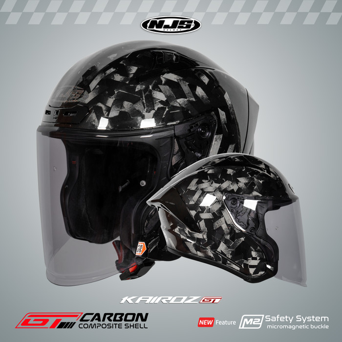 NJS Kairoz GT Carbon Forged Gloss/Doff - Helm Half Face (FREE PINLOCK) - Helm Half Face | Kairoz GT 